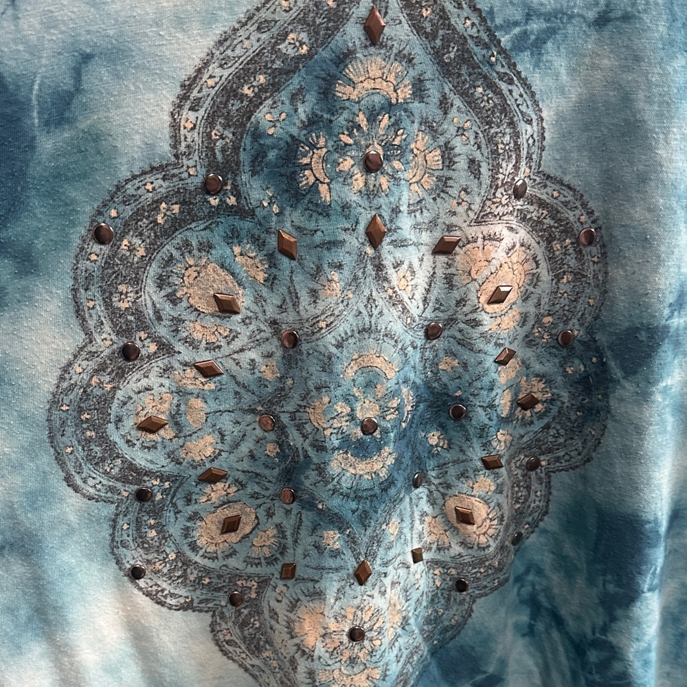 Lucky Brand Tie-Dye Long Sleeve Top - Teal and Aqua - Picture 3 of 7